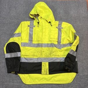 Radians Jacket Mens XL Yellow Hi Vis Hooded Insulated Reflective RW32-3Z1Y